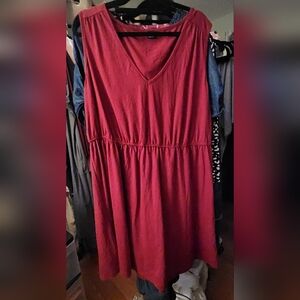 SHEIN Curve Sleeveless V-Neck Dress in Wine